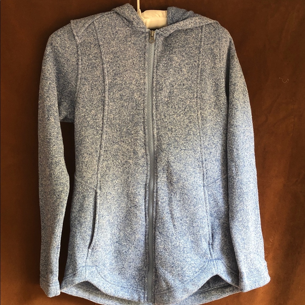 Eddie Bauer Light Heather Blue Zip-Up Hooded Sweatshirt